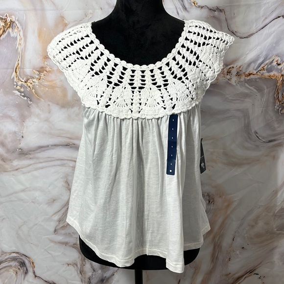 Lucky Brand Tops - Lucky Brand Crochet Top Tank Loose Fit Boho White Sz S